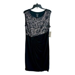 NWT Enfocus Studio Womens Black Wrap Front Shimmer Top Sleeveless Dress Size 16W